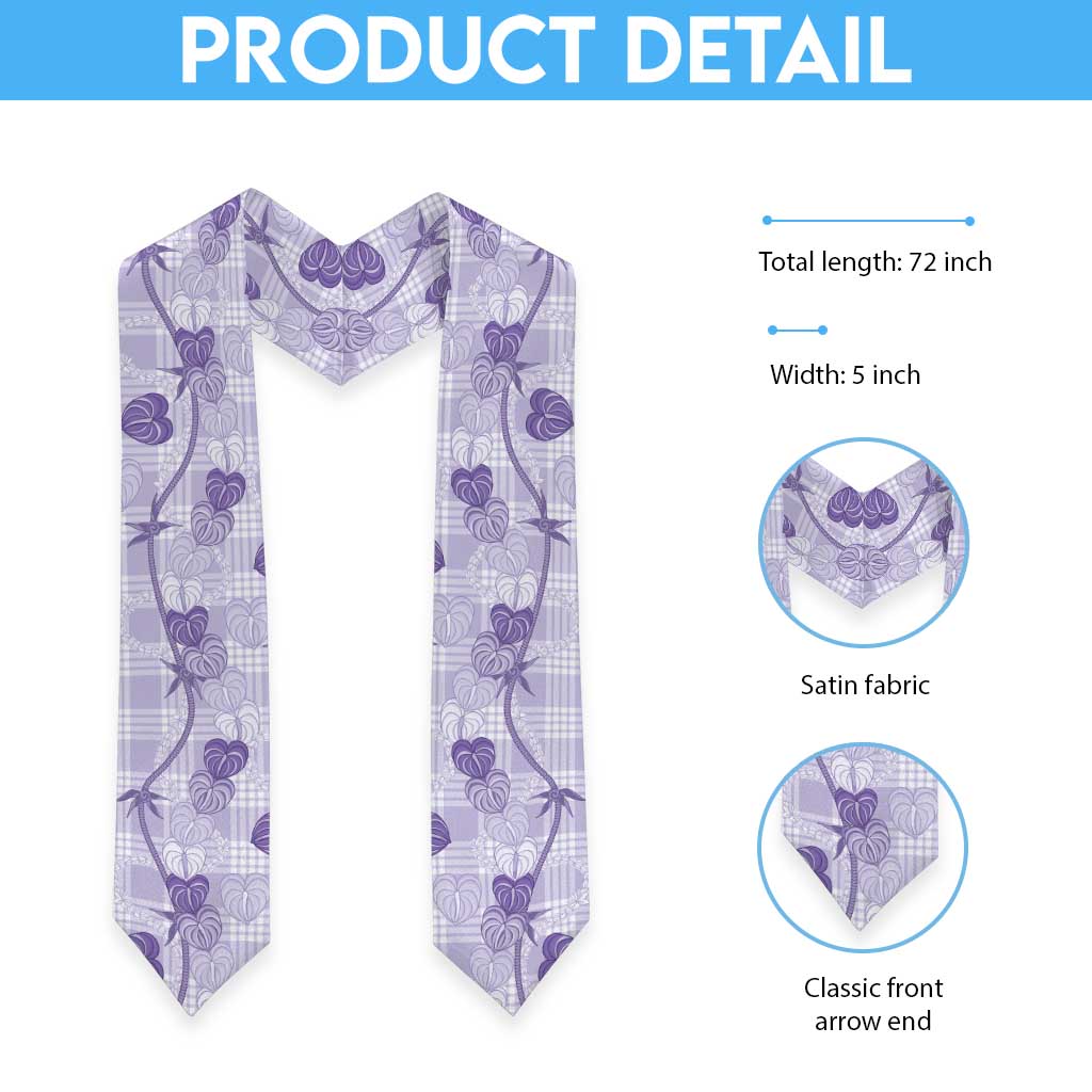 Anthurium Pikake Ti Leaf Palaka Graduation Stole Purple Version LT01 - Polynesian Pride