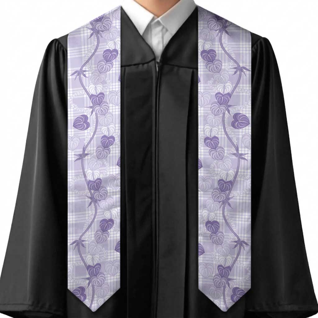 Anthurium Pikake Ti Leaf Palaka Graduation Stole Purple Version LT01 - Polynesian Pride