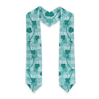 Anthurium Pikake Ti Leaf Palaka Graduation Stole Turquoise Version LT01 - Polynesian Pride