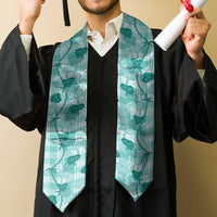 Anthurium Pikake Ti Leaf Palaka Graduation Stole Turquoise Version LT01 - Polynesian Pride