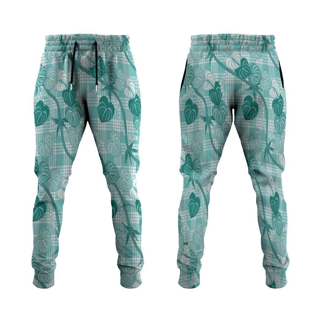 Anthurium Pikake Ti Leaf Palaka Jogger Pants Turquoise Version