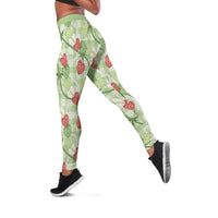 Anthurium Pikake Ti Leaf Palaka Leggings Green Version LT01 Green - Polynesian Pride
