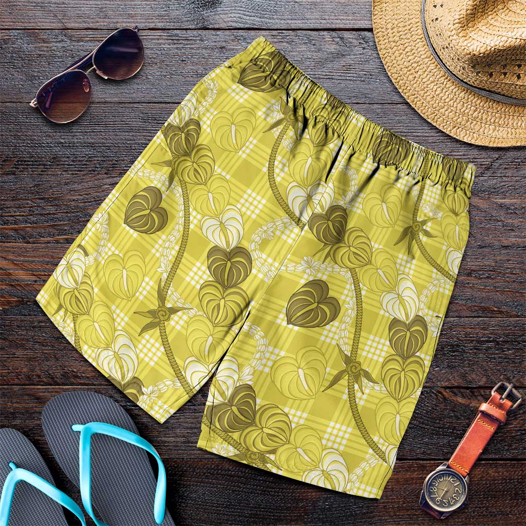 Anthurium Pikake Ti Leaf Palaka Shorts for Men Yellow Version