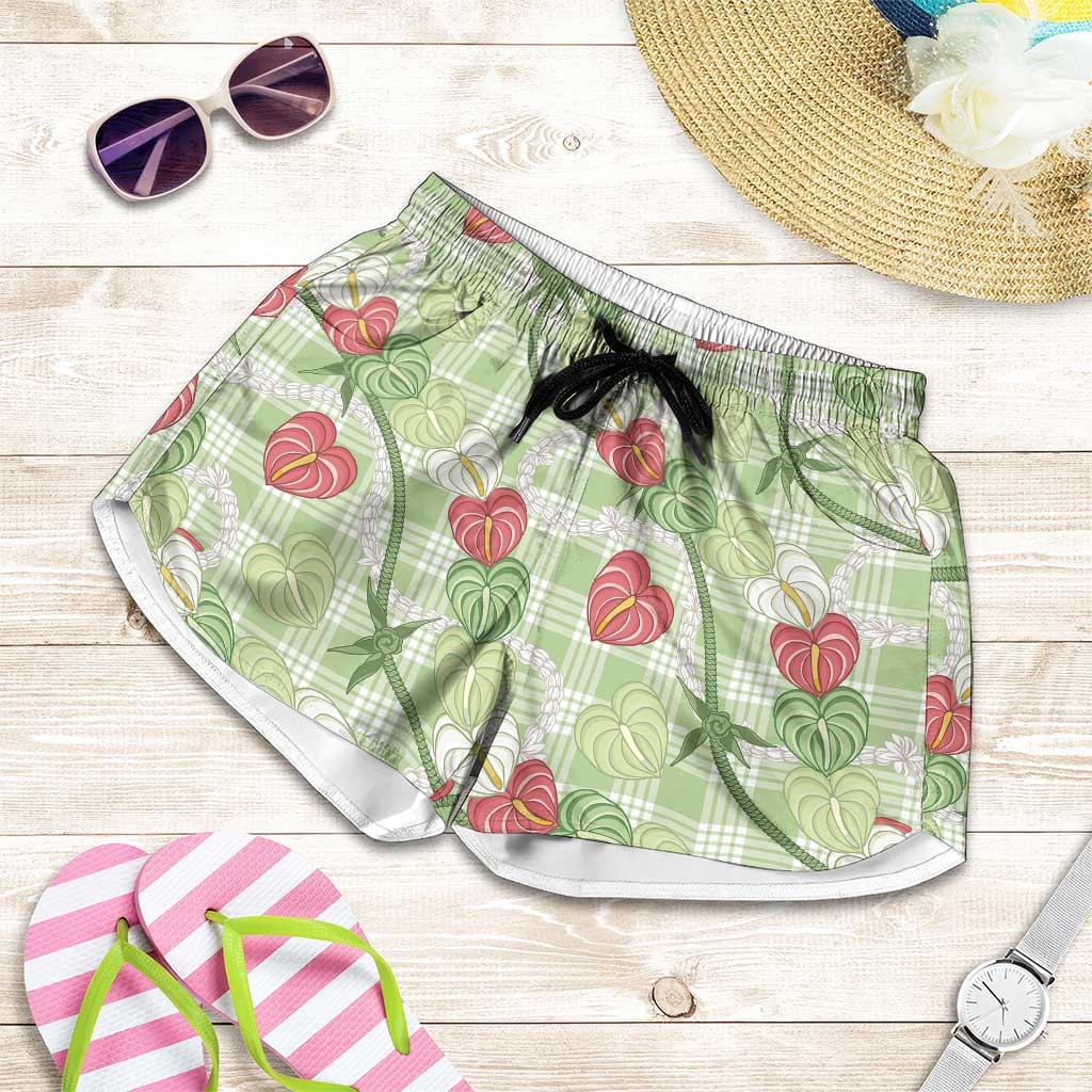 Anthurium Pikake Ti Leaf Palaka Shorts for Women Green Version