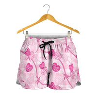 Anthurium Pikake Ti Leaf Palaka Shorts for Women Pink Version LT01 - Polynesian Pride