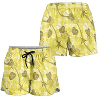 Anthurium Pikake Ti Leaf Palaka Shorts for Women Yellow Version