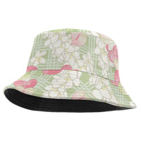 Anthurium Plumeria Lei Pastel Bucket Hat Green Hawaiian Splendid Palaka LT01 One Size Green - Polynesian Pride