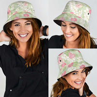 Anthurium Plumeria Lei Pastel Bucket Hat Green Hawaiian Splendid Palaka LT01 - Polynesian Pride