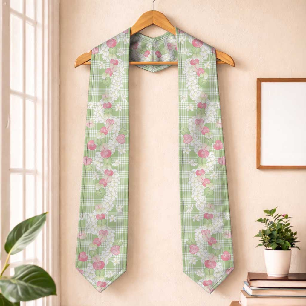 Anthurium Plumeria Lei Pastel Graduation Stole Green Hawaiian Splendid Palaka