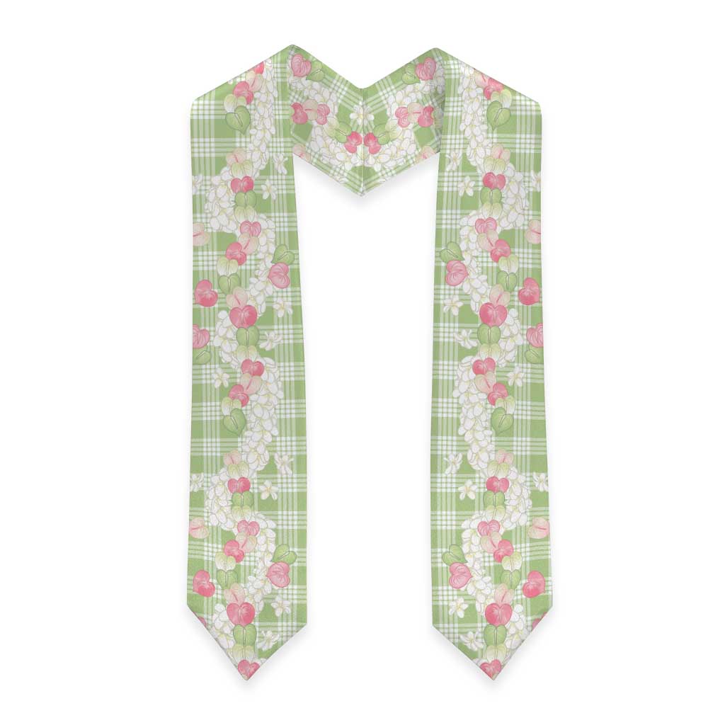 Anthurium Plumeria Lei Pastel Graduation Stole Green Hawaiian Splendid Palaka