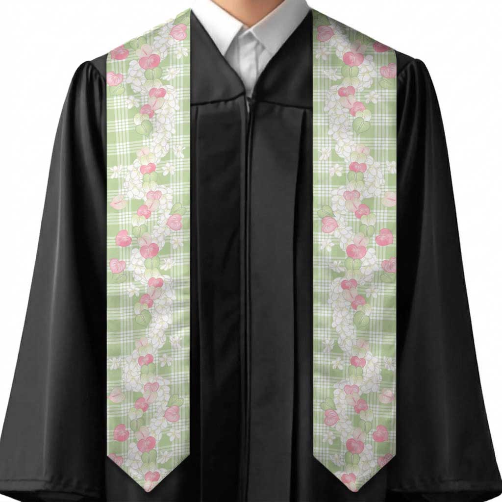 Anthurium Plumeria Lei Pastel Graduation Stole Green Hawaiian Splendid Palaka
