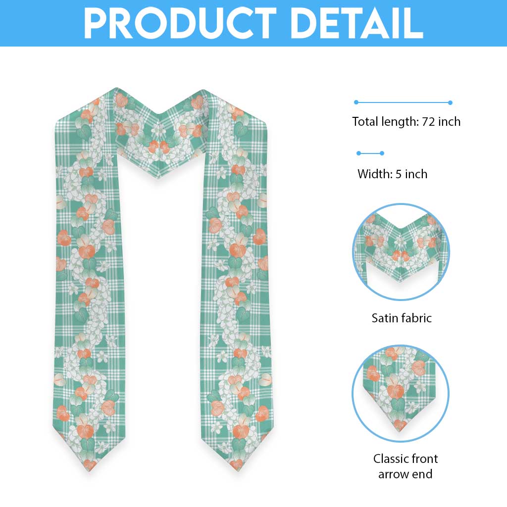 Anthurium Plumeria Lei Pastel Graduation Stole Teal Hawaiian Splendid Palaka