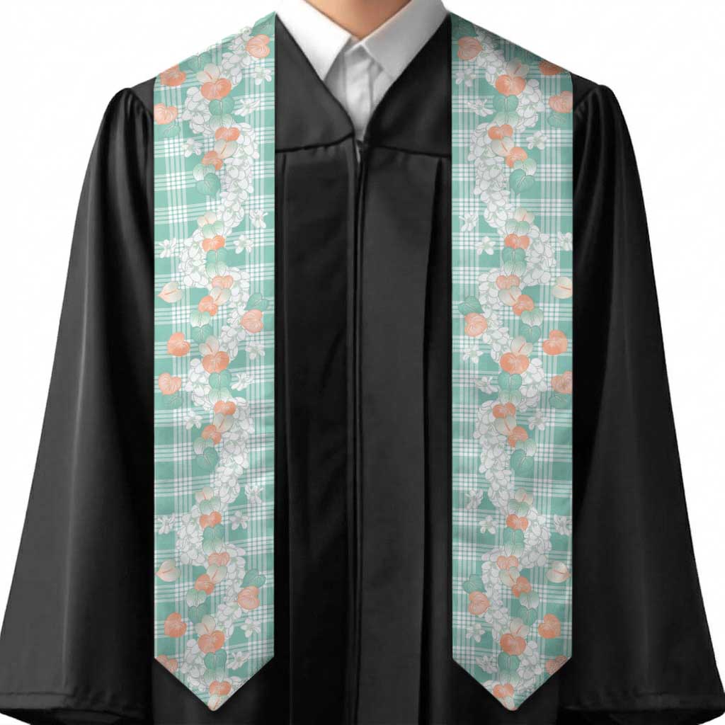 Anthurium Plumeria Lei Pastel Graduation Stole Teal Hawaiian Splendid Palaka