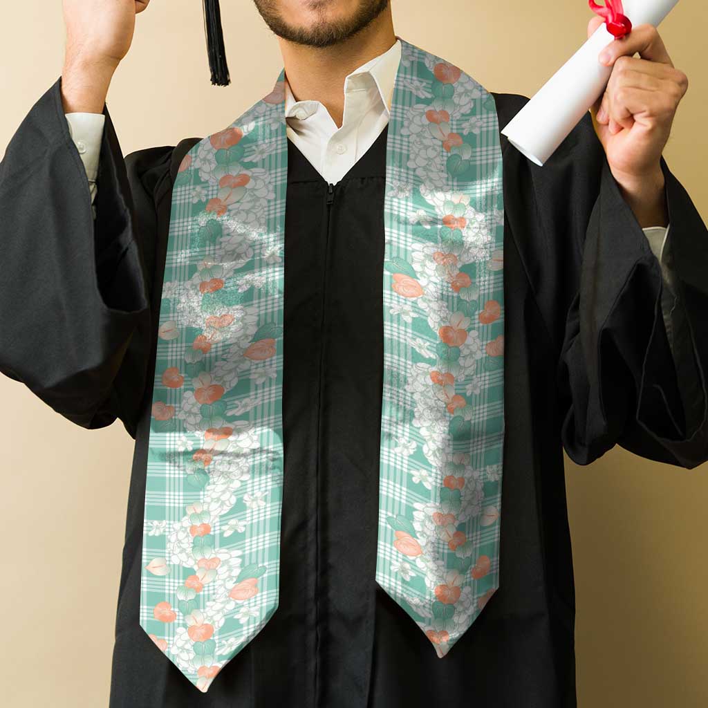 Anthurium Plumeria Lei Pastel Graduation Stole Teal Hawaiian Splendid Palaka