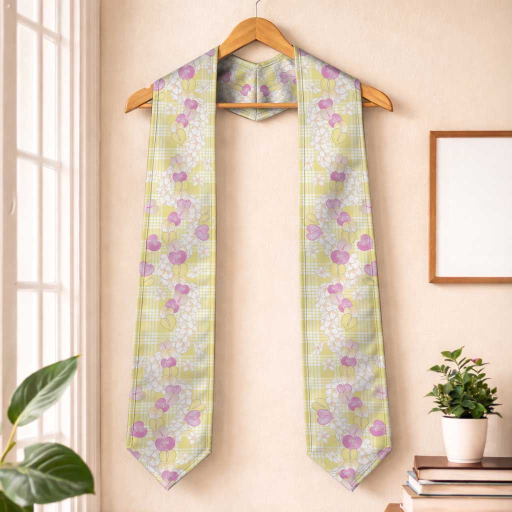 Anthurium Plumeria Lei Pastel Graduation Stole Yellow Hawaiian Splendid Palaka LT01 One Size Yellow - Polynesian Pride