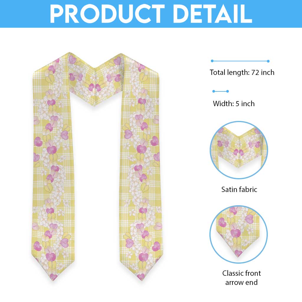 Anthurium Plumeria Lei Pastel Graduation Stole Yellow Hawaiian Splendid Palaka LT01 - Polynesian Pride