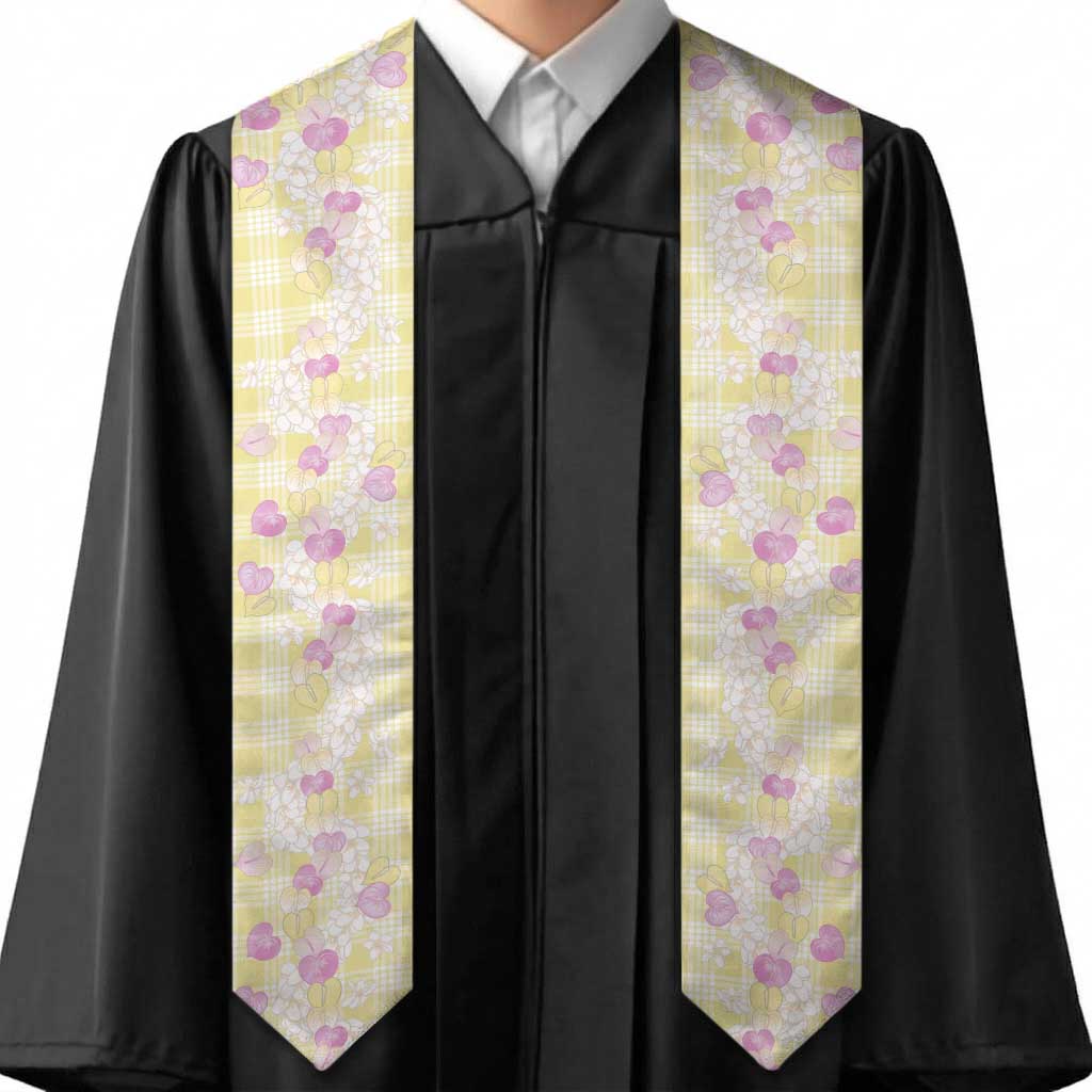 Anthurium Plumeria Lei Pastel Graduation Stole Yellow Hawaiian Splendid Palaka LT01 - Polynesian Pride