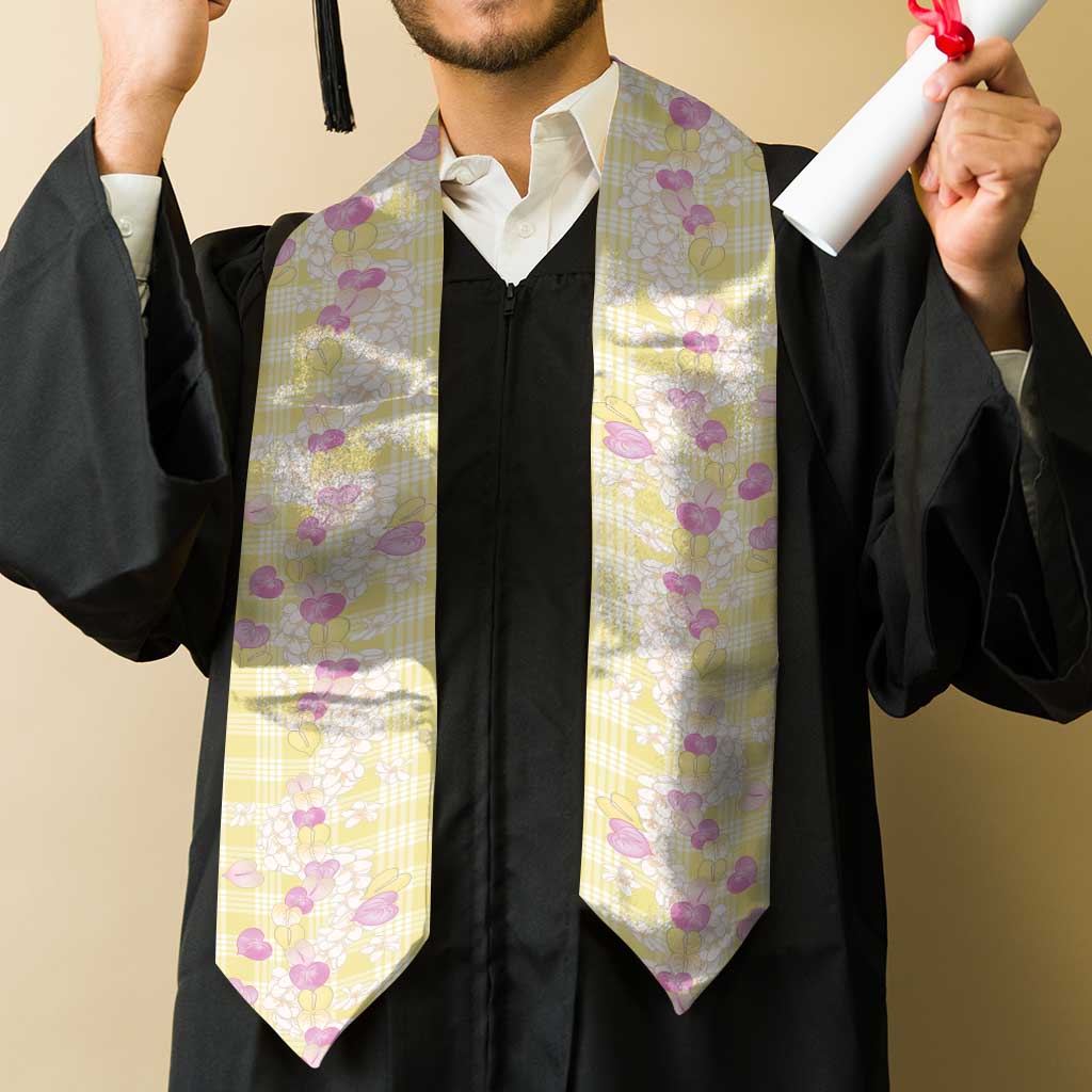 Anthurium Plumeria Lei Pastel Graduation Stole Yellow Hawaiian Splendid Palaka LT01 - Polynesian Pride