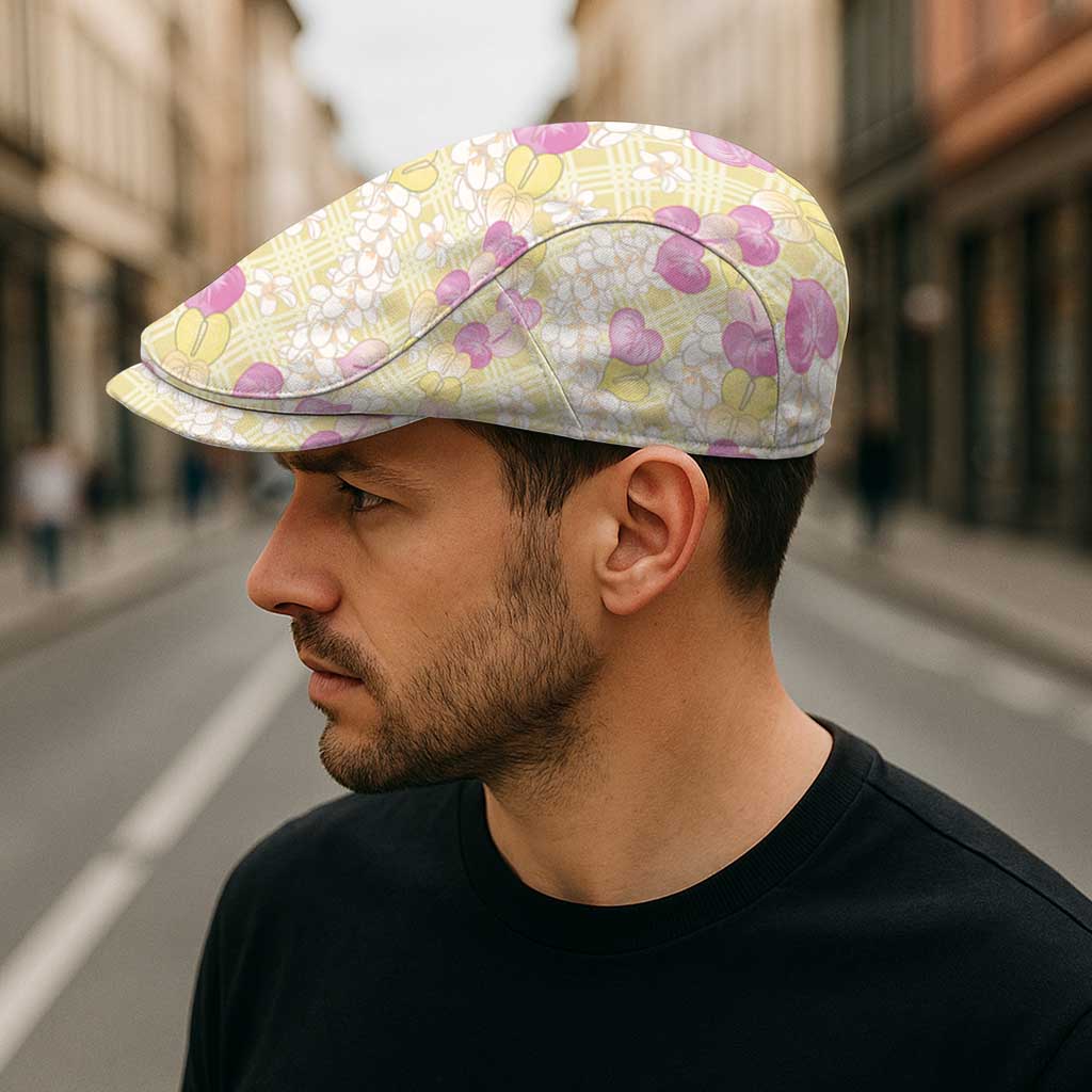 Anthurium Plumeria Lei Pastel Jeff Hat Yellow Hawaiian Splendid Palaka LT01 - Polynesian Pride