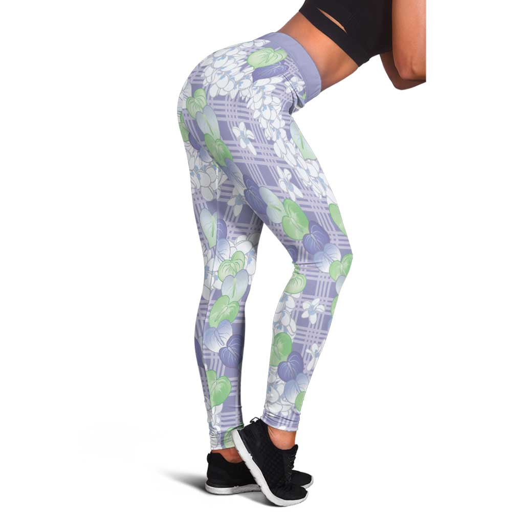 Anthurium Plumeria Lei Pastel Leggings Purple Hawaiian Splendid Palaka