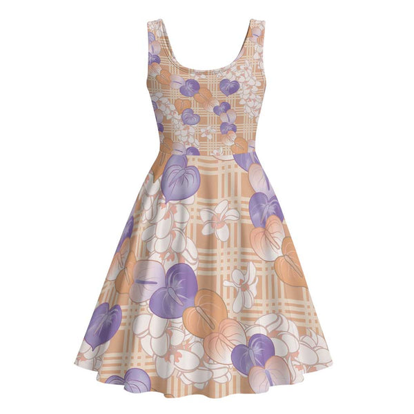 anthurium lei Anthurium Plumeria Lei Pastel Midi Dress Orange Hawaiian Splendid Palaka