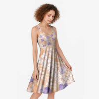 Anthurium Plumeria Lei Pastel Midi Dress Orange Hawaiian Splendid Palaka