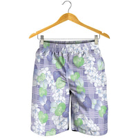 Anthurium Plumeria Lei Pastel Shorts for Men Purple Hawaiian Splendid Palaka