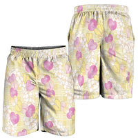 Anthurium Plumeria Lei Pastel Shorts for Men Yellow Hawaiian Splendid Palaka