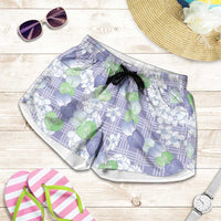 Anthurium Plumeria Lei Pastel Shorts for Women Purple Hawaiian Splendid Palaka LT01 Purple - Polynesian Pride