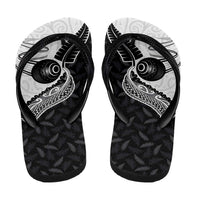 Aotearoa Lawn Bowls Flip Flops Maori and Silver Fern Half Style - Polynesian Pride