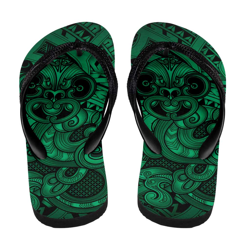 Aotearoa Maori Hei Tiki Flip Flops Kakariki Kowhaiwhai Puhoro Motif LT9 - Polynesian Pride