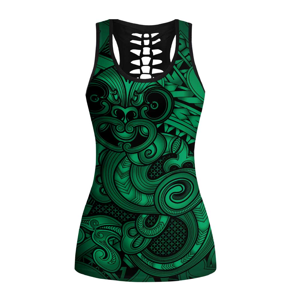 Aotearoa Maori Hei Tiki Hollow Tank Top Kakariki Kowhaiwhai Puhoro Motif