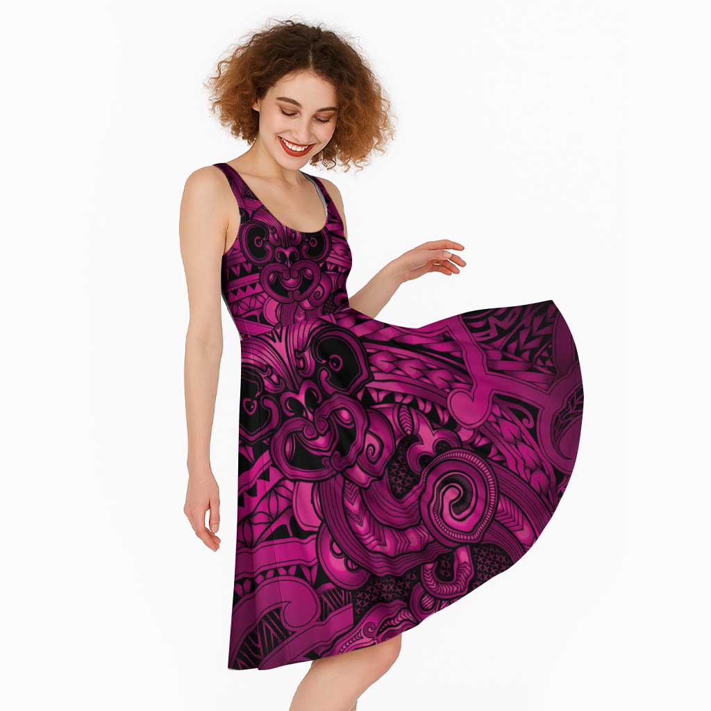 Aotearoa Maori Hei Tiki Midi Dress Mawhero Kowhaiwhai Puhoro Motif