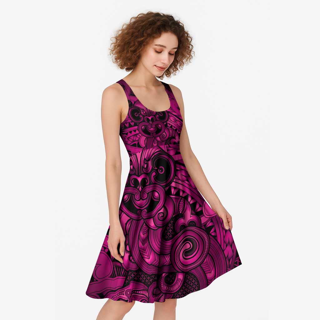 Aotearoa Maori Hei Tiki Midi Dress Mawhero Kowhaiwhai Puhoro Motif