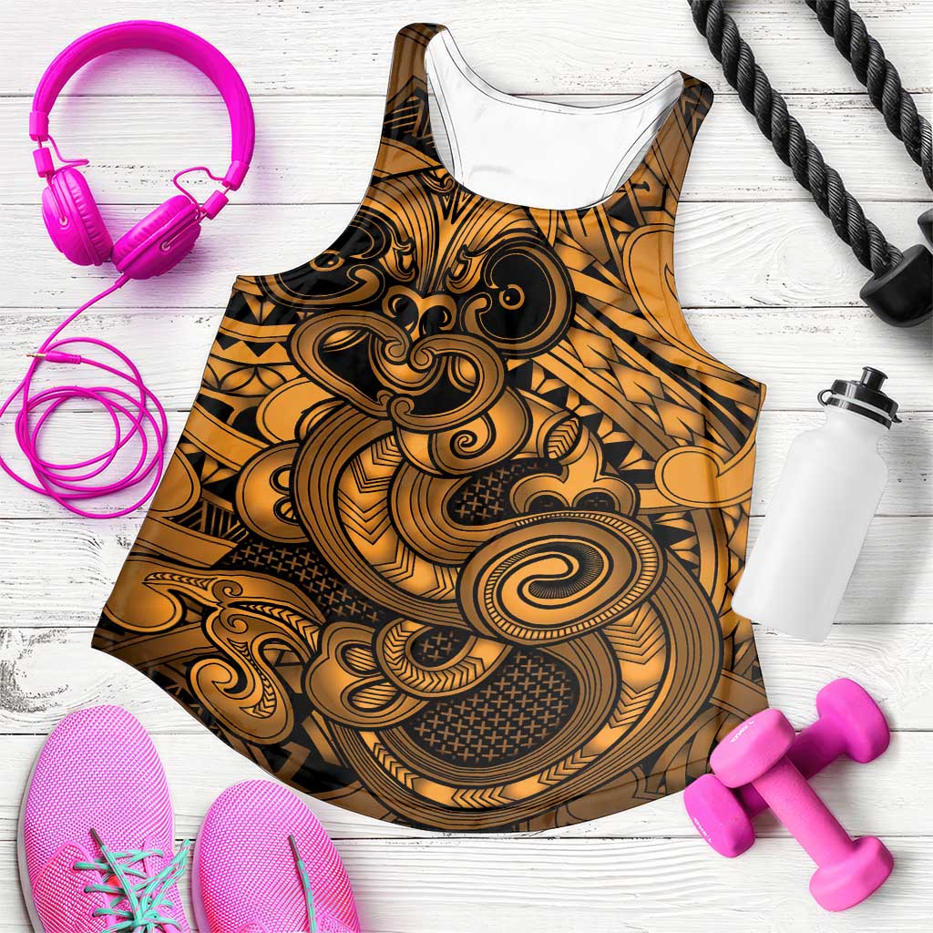 Aotearoa Maori Hei Tiki Women Racerback Tank Koura Kowhaiwhai Puhoro Motif