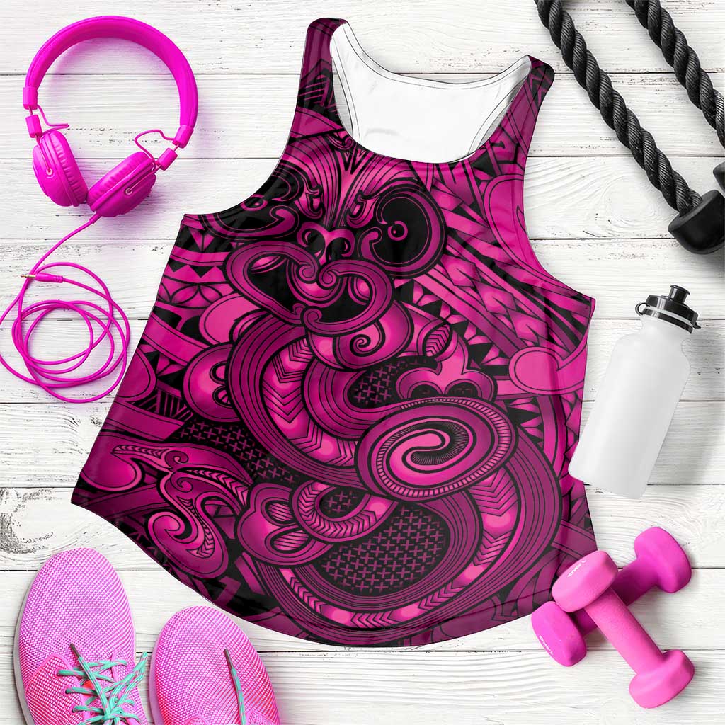 Aotearoa Maori Hei Tiki Women Racerback Tank Mawhero Kowhaiwhai Puhoro Motif