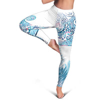 Aotearoa Maori Koru Curves Leggings Aqua Paua Shell