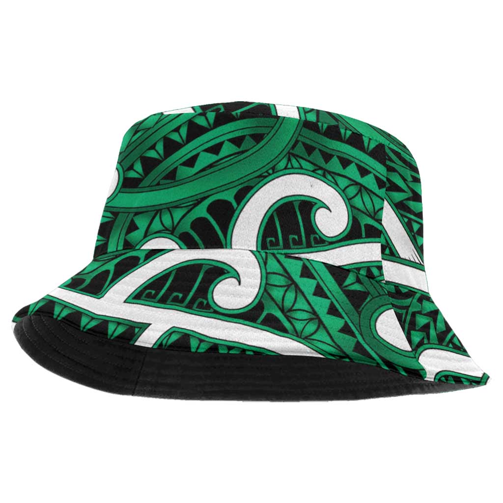Aotearoa Maori Kowhaiwhai Bucket Hat Kakariki Puhoro and Patiki