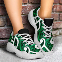 Aotearoa Maori Kowhaiwhai Chunky Sneakers Kakariki Puhoro and Patiki