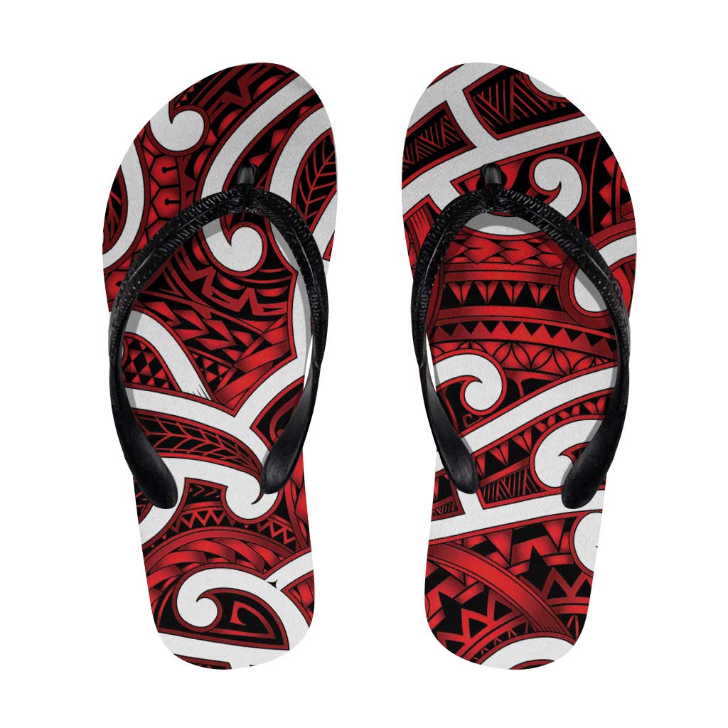 Aotearoa Maori Kowhaiwhai Flip Flops Whero Puhoro and Patiki