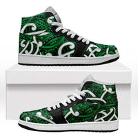 Aotearoa Maori Kowhaiwhai High Sneakers AJ1 Kakariki Puhoro and Patiki