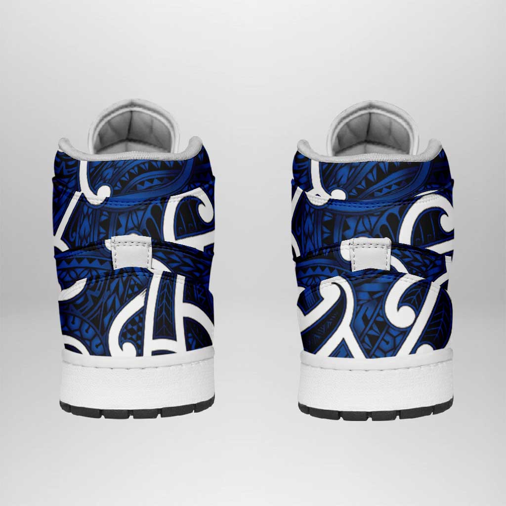 Aotearoa Maori Kowhaiwhai High Sneakers AJ1 Kikorangi Puhoro and Patiki