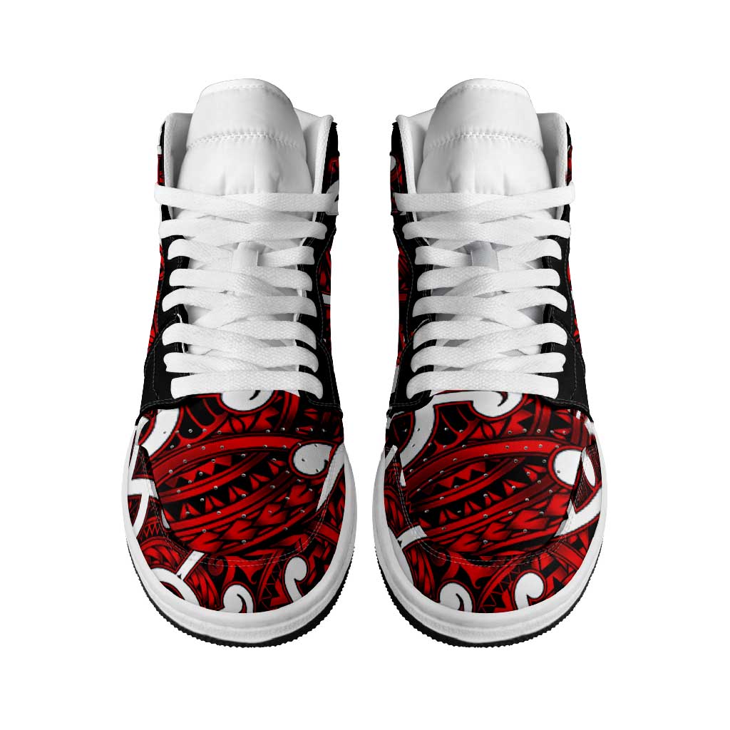 Aotearoa Maori Kowhaiwhai High Sneakers AJ1 Whero Puhoro and Patiki