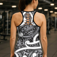 Aotearoa Maori Kowhaiwhai Hollow Tank Top Kiwikiwi Puhoro and Patiki LT9 - Polynesian Pride