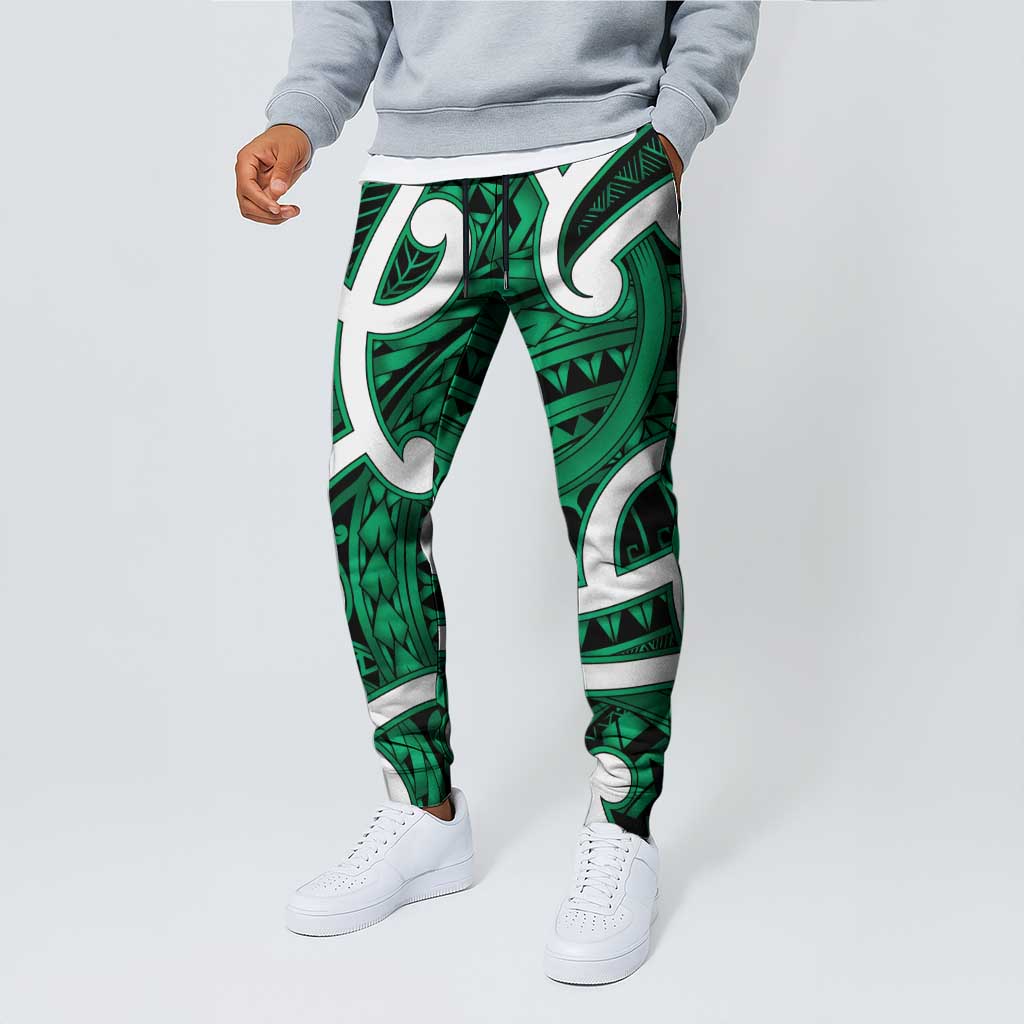 Aotearoa Maori Kowhaiwhai Jogger Pants Kakariki Puhoro and Patiki