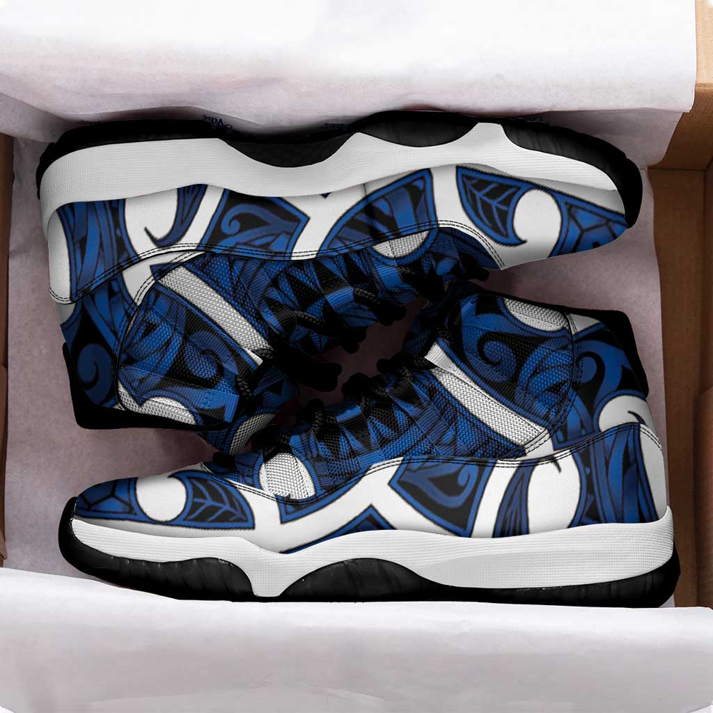 Aotearoa Maori Kowhaiwhai Sneakers J11 Kikorangi Puhoro and Patiki