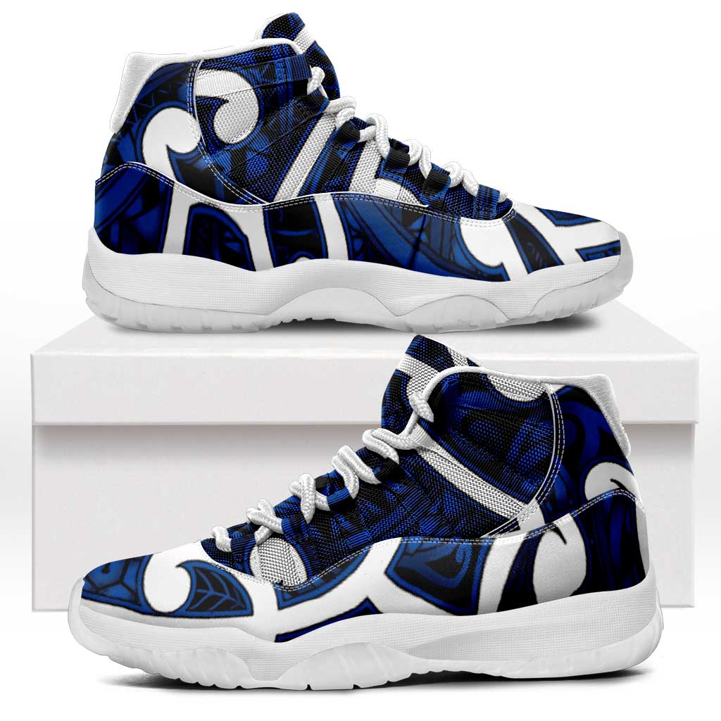 Aotearoa Maori Kowhaiwhai Sneakers J11 Kikorangi Puhoro and Patiki