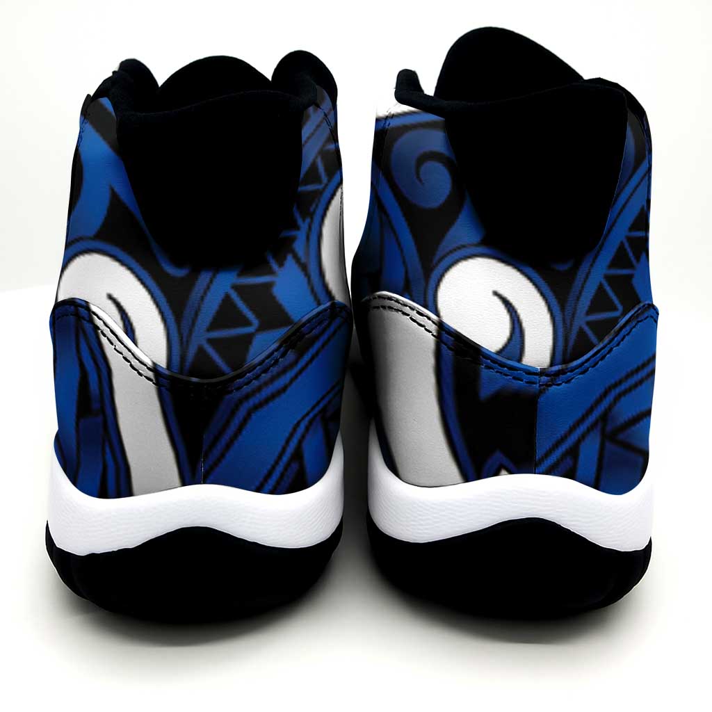 Aotearoa Maori Kowhaiwhai Sneakers J11 Kikorangi Puhoro and Patiki