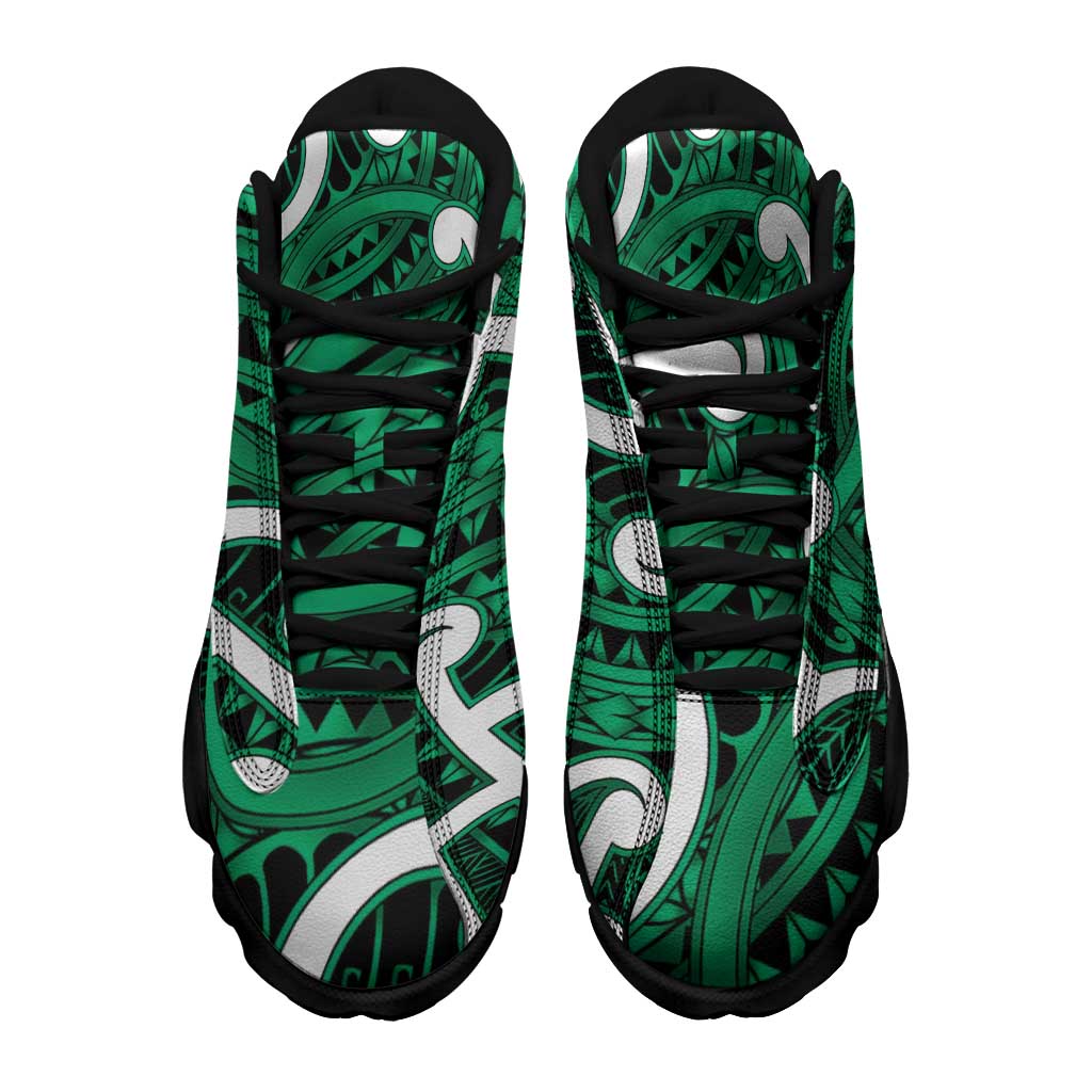 Aotearoa Maori Kowhaiwhai Sneakers J13 Kakariki Puhoro and Patiki