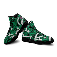 Aotearoa Maori Kowhaiwhai Sneakers J13 Kakariki Puhoro and Patiki